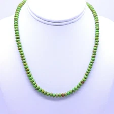 6mm Lime Green Kingman Arizona Turquoise Southwestern Beaded Gemstone Necklace