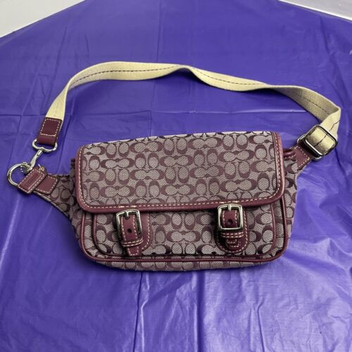 Coach Vtg Bon Voyage Signature Belt Bag / Fanny Pack - Purple/pink - Picture 1 of 13