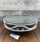 12" x 4"  Bebe Brand Silver Mirror Cake Stand with Rhinestone Trim NWT
