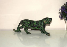 Brass Cheetah Paperweight Tiger Animal Themed Idol Receptionist Desk Decor RD454