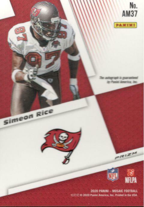2020 Panini Mosaic Red Simeon Rice #AM37 Auto Tampa Bay