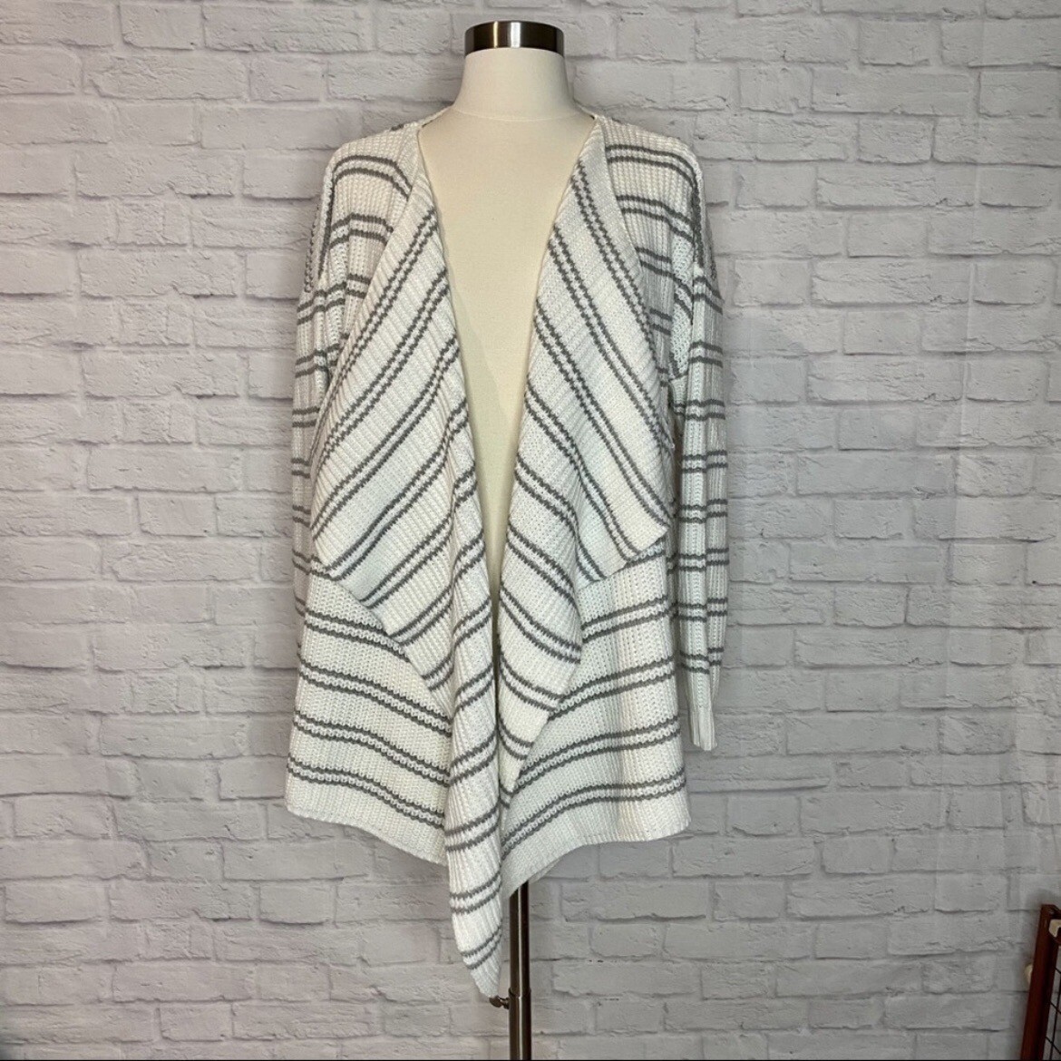 Striped Waterfall Cardigan