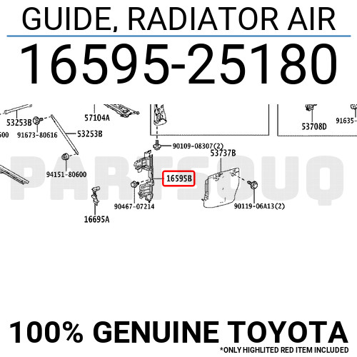 1659525180 Genuine Toyota GUIDE, RADIATOR AIR 16595-25180 | eBay