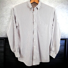 Sears Striped Pima Cotton Dress Shirt 16.5 34-35 Pinpoint Oxford Soft Blend Blue