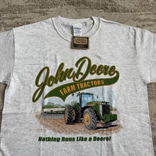 Vintage John Deere Farm Tractor Tee Men’s Medium Gray NOS Farming Workwear NWT