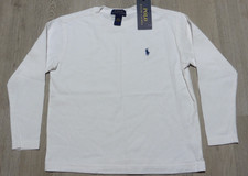 Polo Ralph Lauren Boy's 5 Cotton Crewneck T-Shirt White Long Sleeve Blemished