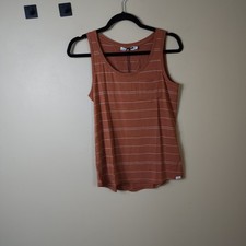prAna Foundation Scoop Neck Tank in Copper Heather Stripe Size XS