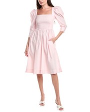 Ganni Poplin Midi Dress Women's Pink 32
