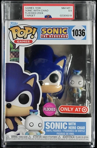 Sonic with Chao Games Sonic the Hedgehog Flocked Target 1036 Funko Pop! PSA 8.5