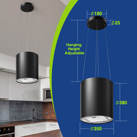SNDOAS 35cm Island Cooker Hood 700m³/h Recirculating Extractor Fan 3 Speed