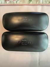 2 Coach Black Hard Side Clamshell Eyeglasses / Sunglasses Cases With Wipes