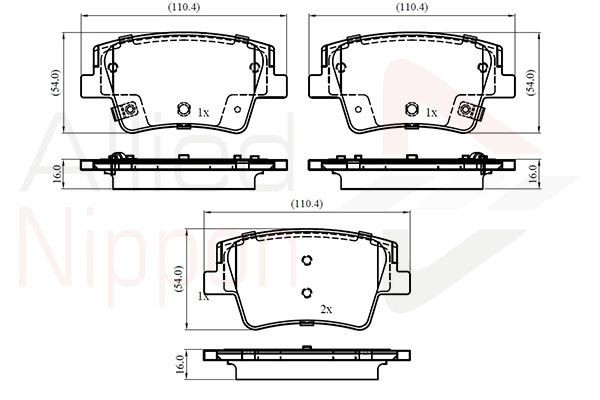 Brake Pad Set For Disc Rear Fits Hyundai Santa Fe ALLIED NIPPON ADB32858