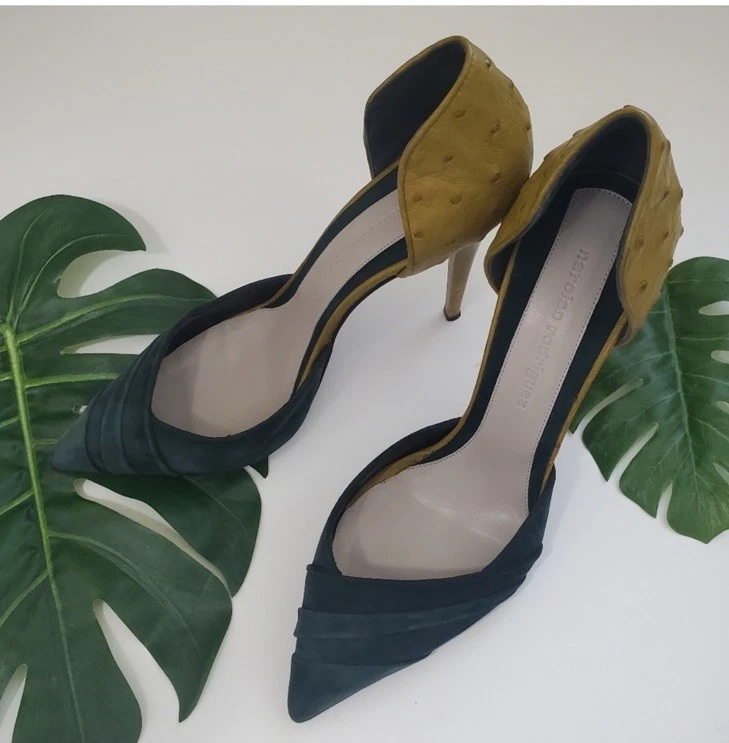 $1000 Narciso Rodriguez Zapatos de salón d'Orsay de gamuza y avestruz Talla 40  Foto 3 de 4