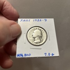 Rare 1932-D Washington Head Silver Quarter (1 Of 436.8 Thousand) 7.0 G