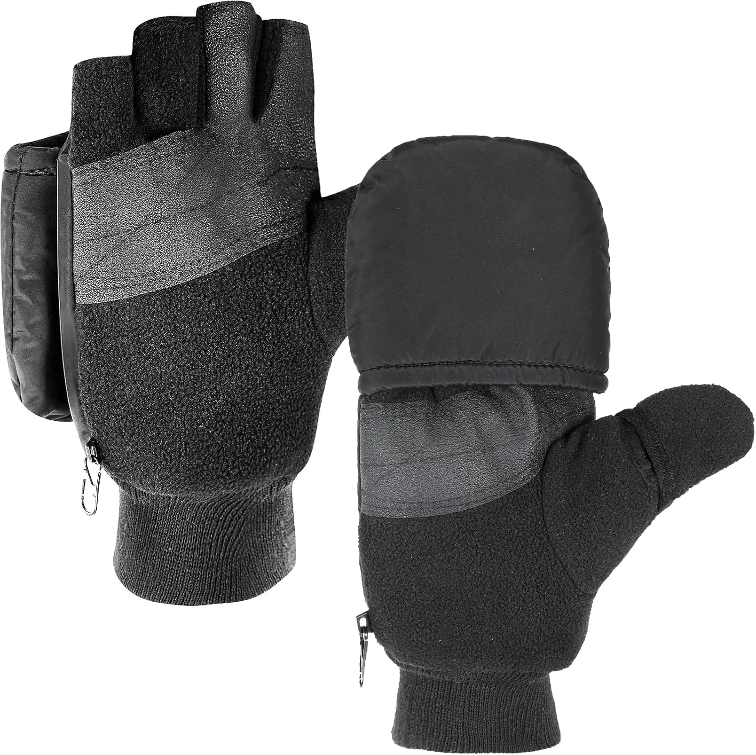 2 Pairs Ice Fishing Gloves Convertible Mittens Flip Fingerless Mitt Winter Black
Opens in a new wind