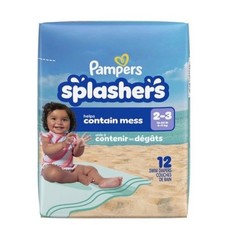 Pampers Splashers Swim Diapers, Size 2-3, 12 Count, Disposable Baby Swim Diapers
