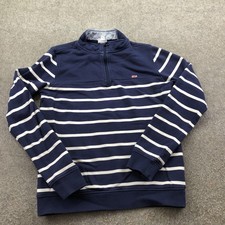 Vineyard Vines Sweater Boys XL 16 Blue Striped 1/4 Zip Pullover Nautical Logo