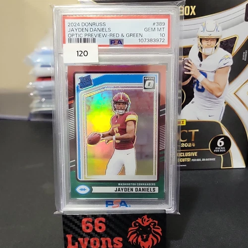 2024 Panini Donruss Rated Rookie Jayden Daniels #389 Optic Red & Green PSA 10 C…