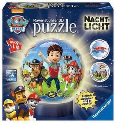 Puzzle - Nachtlicht Paw Patrol - Ravensburger 3D Puzzle-Ball - 74 Teile