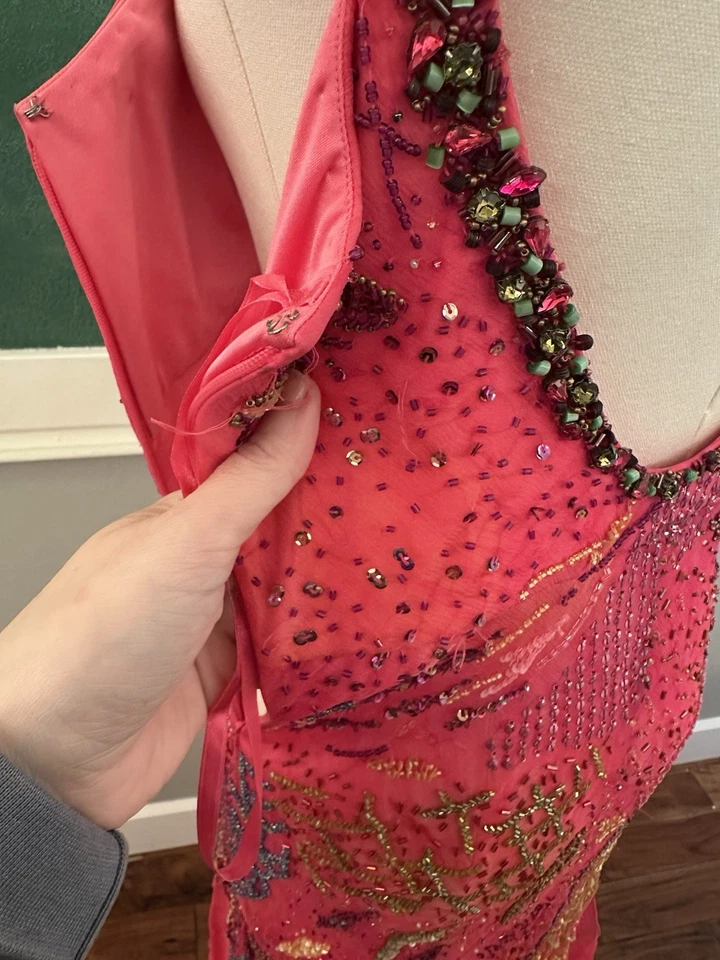 Vestido Sue Wong Nocturn Seda Cuentas PInk Mujer Talla 8 Foto 3 de 4