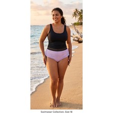 Cacique Lane Bryant Plus 18 Lilac Purple Ruched Mesh Swim Bottoms Side Tie Short