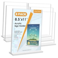 Acrylic Sign Holder 8.5x11 Pack, Double Sided Clear Table Stand, Vertical 6