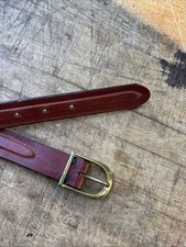 Vintage Jordache Skinny Leather Belt Brown Solid Brass Buckle Classic