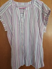 New Loft Blouse Striped Cap Sleeve Lightweight Summer button up NWT womens