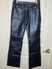 Y2K Soft GAP Leather Pants Women's Size 6 Black Bootcut Biker Grunge Rock