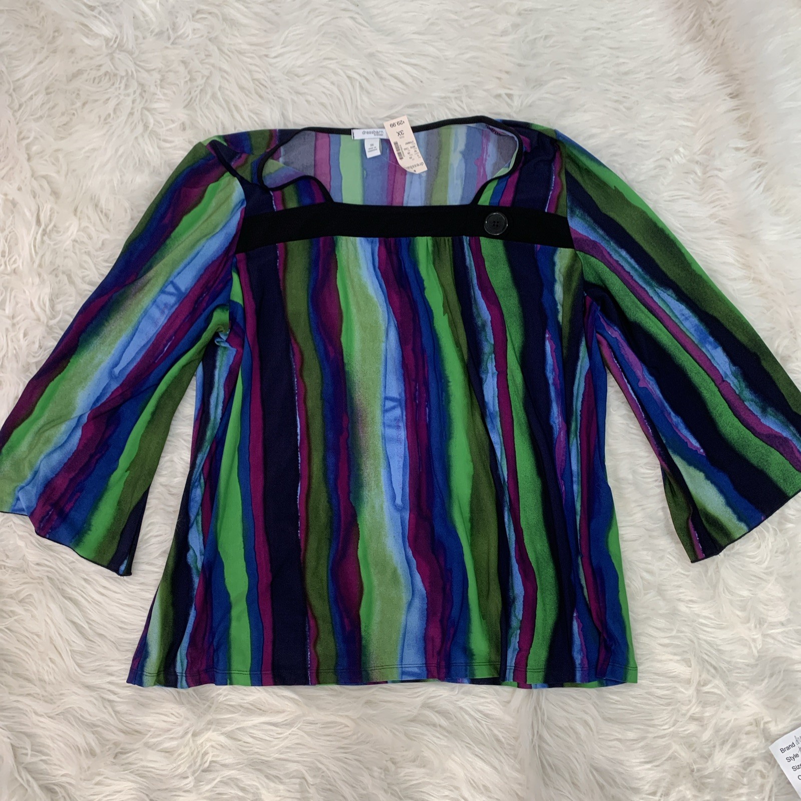 dressbarn blue multicolor vibrant top 3X