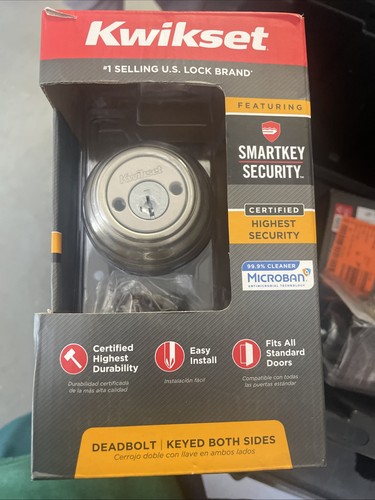 KWIKSET SMARTKEY 985 Double Cylinder Deadbolt Satin Nickel KEYED BOTH SIDES - Picture 3 of 9
