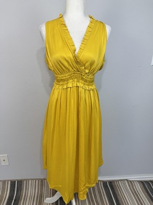 Maeve Anthropologie La Habana Dress Women's Small Yellow Ruffle Midi Sundress