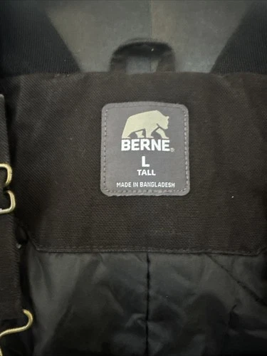 NWT - Berne Mens LARGE TALL Black Heartland Insulated Washed Duck Bib Overalls image 4