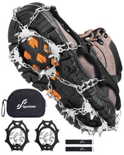 Sportneer Crampons Ice Cleats for Shoes Boots, 28 Spikes, Anti-Slip Traction