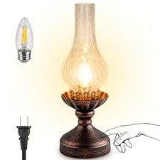 Ledikon Vintage Table Dimmable Rustic Retro Farmhouse Bedside Clear Glass Shade