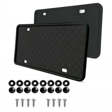 Pair Car Front Rear License Plate Frame Holder Mount Bracket Protector Silicone