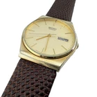 Vintage Seiko 6533-8009 Gold Men’s Quartz Watch Champagne Dial Lizard Strap