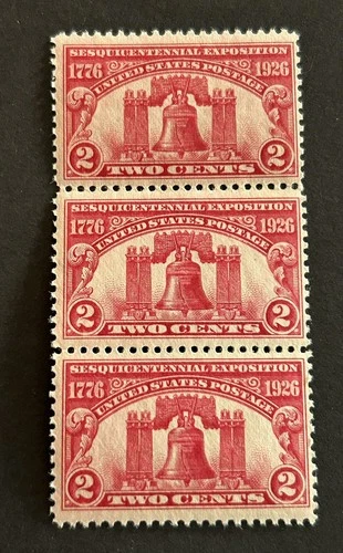 Mint Vintage US Stamps, #627 … M/OG/NH-H .. Connected Trio
