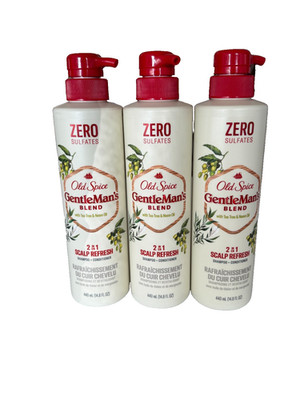 Lot 3 Old Spice Gentleman's Blend 2in1 Scalp Refresh Shampoo Tea Tree Neem Oil