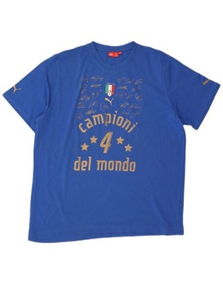 Puma Herren Italia Graphic T-Shirt Oberteil 2XL Blau Baumwolle DQ14