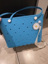 Teal Blue Waterproof EVA Rubber Beach Tote Bag Large Travel Pool Bag
