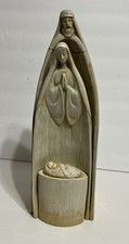 Cracker Barile Legno Smerigliato Natività Famiglia 3 Pezzi Statuine Natale Moderne