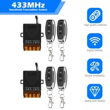 2X AC 110V-240V 30A RF Relay Wireless Remote Control Switch + 4X 433MHz Remote