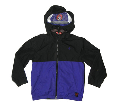 VOLCOM Purple/Black HOOPLADIGGER WINDBREAKER JACKET Full Face Hood Coat YOUTH 5
