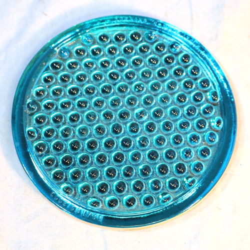 Vintage Blue Knobby Glass Corning Reflector Railroad Lens