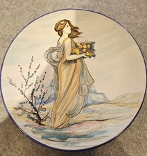 Piatto Da Muro Ceramica Dipinta A Mano Ribigini Deruta 26cm Perfetto