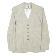 INFO Womens Beige Wool Blend Classic Jacket XXS Button Closure Plain Elegant