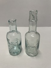 Vintage Mini Embossed Hendersons Relish Sheffield Yorkshire Glass Bottles Pair