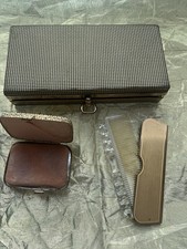 Vtg Metal Frame Clutch Purse/box, wth Matching Compact Mirror  Comb Set 7  