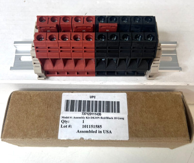 Dinkle Assembly DK10N Red/Black 10 Gang Box Connector DIN Rail Terminal Block...